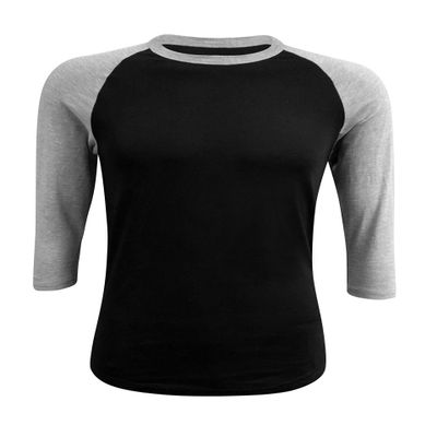ILTEX Plain Raglan Lightweight Cotton and Polyester T-Shirt 3/4 Sleeves Athletic Baseball Jersey Unisex Multi Function Sports, Outdoors and Gym (20+ Colors) (Black/Gray, 2X-Large)