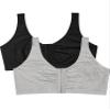Fruit of the Loom Women's Front Closure Cotton Bra, Black Hue/Heather Grey 2-Pack, 34 view 1