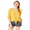 A. Byer Women's Tie-Front V-Neck Woven Shirt, Honey, X-Large view 1