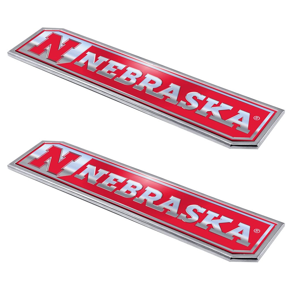 FANMATS 60840 Nebraska Cornhuskers 2 Piece Heavy Duty Aluminum Embossed Truck Emblem Set, 1.75 x 8.25