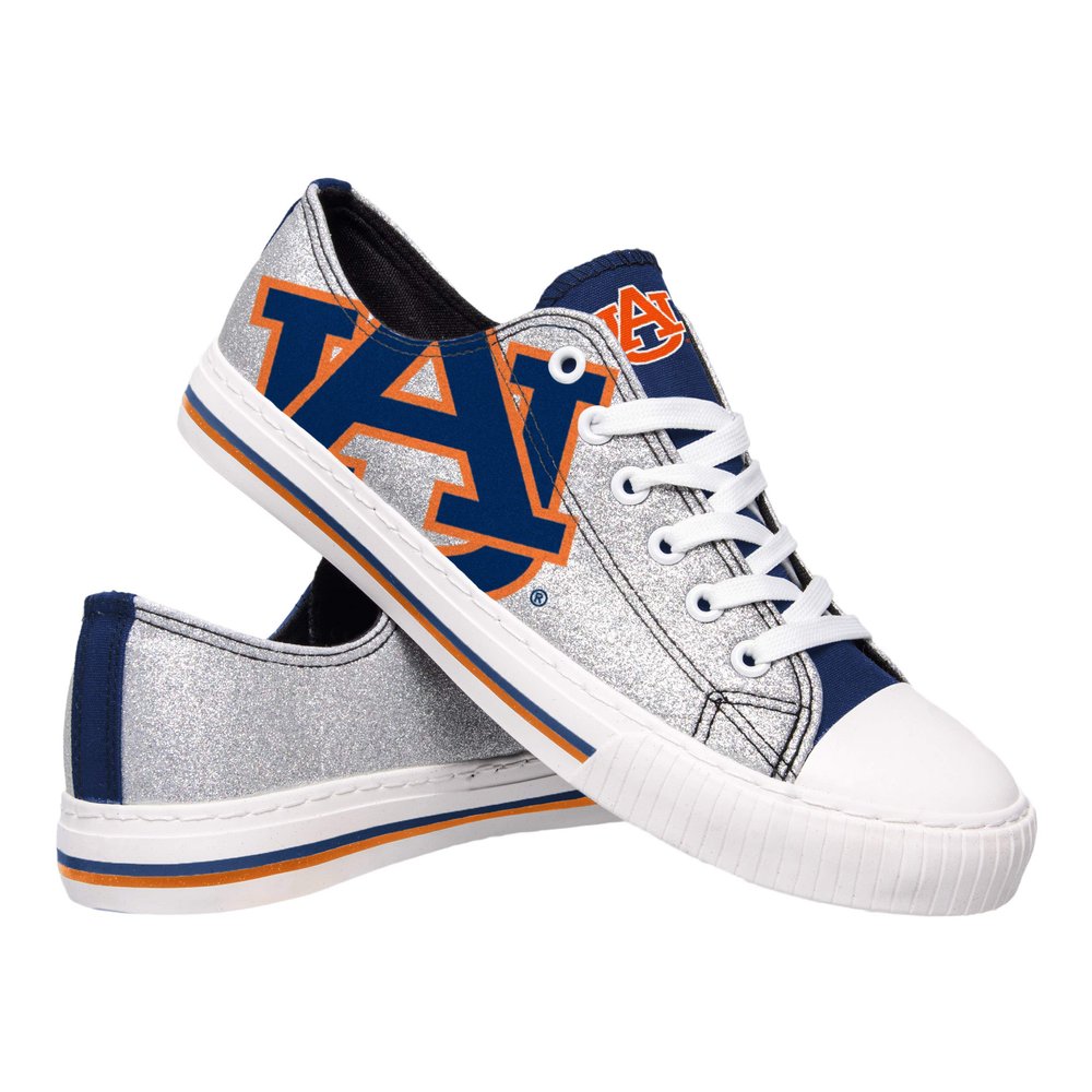 FOCO Auburn Tigers NCAA Womens Glitter Low Top Canvas Shoes - 6
