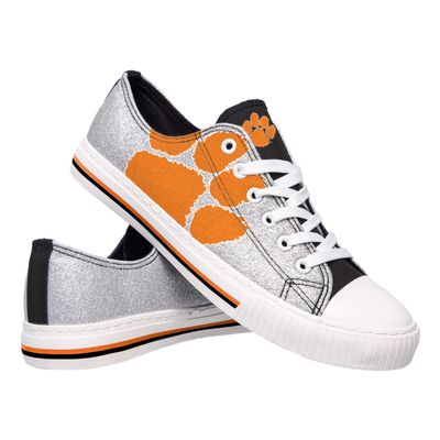 FOCO Clemson Tigers NCAA Womens Glitter Low Top Canvas Shoes - 6