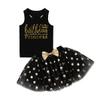 inlzdz Toddler Baby Girls Sleeveless Birthday Outfits 2pcs Princess Racer Back Tops with Shiny Polka Dots Tutu Skirt Black 3-4 view 3