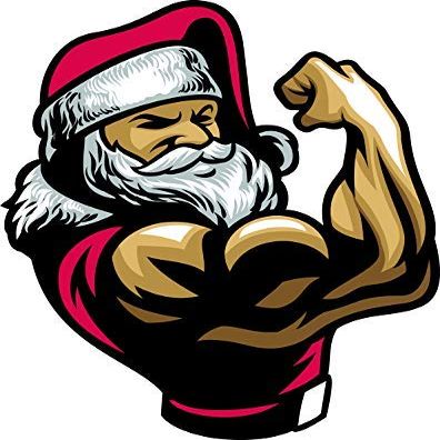 Strong Buff Aggressive Santa Claus Posing Cartoon Vinyl Sticker (2" Tall)