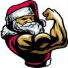 Strong Buff Aggressive Santa Claus Posing Cartoon Vinyl Sticker (2" Tall) view 1