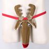 FEESHOW Christmas Gag Gift Reindeer Bulge Pouch Men Thong Underwear Brown One_Size view 2