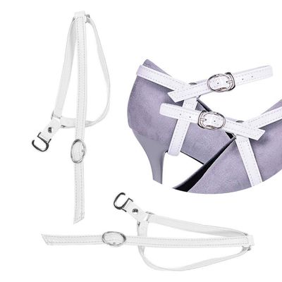 AKOAK 1 Pair White High Heels Anti-loose Shoelaces Women's Foot Care Ankle Shoe Tie Straps Detachable PU Leather Shoe Straps