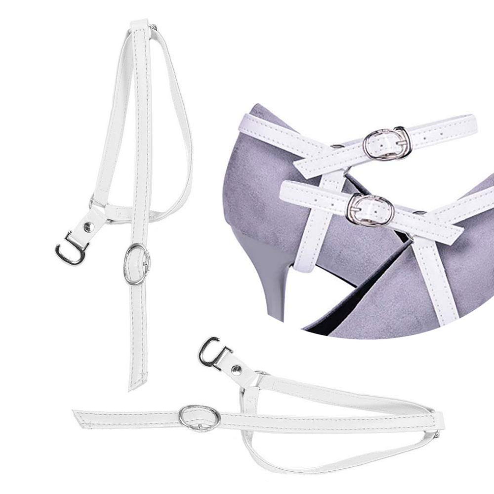 AKOAK 1 Pair White High Heels Anti-loose Shoelaces Women's Foot Care Ankle Shoe Tie Straps Detachable PU Leather Shoe Straps