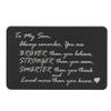 Family Love Son Personalized Photo Text Engraved Metal Mini Wallet Insert Message Note Card view 1