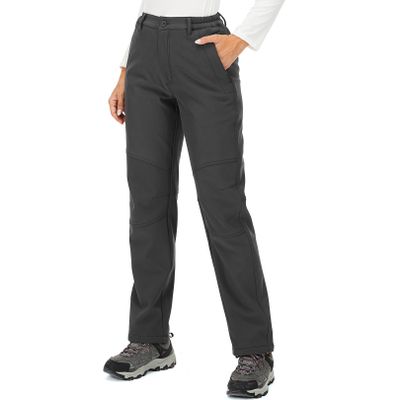 Womens Snow Pants Hiking Winter Fleece Lined Waterproof Soft Shell Insulated Outdoor Camping Travel ski Pants 5022,Grey,3X-Large
