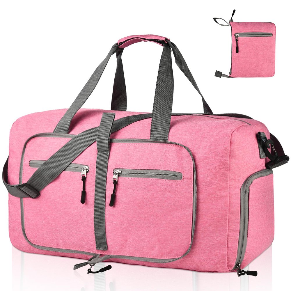Dimayar 115L Travel Duffle Bag for Men Women - Foldable Duffel Bag with Shoes Compartment - Overnight Bags Waterproof & Tear Resistant(Pink)