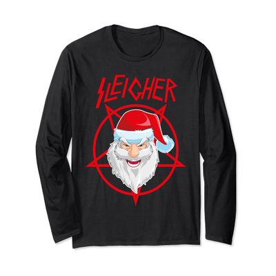 Sleigher Santa Claus Metal Christmas Cool Funny LONG SLEEVE