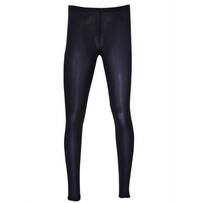 ACSUSS Men's Ice Silk Underwear Slim Legging Tights Long John Pants Mesh Trousers Black Large