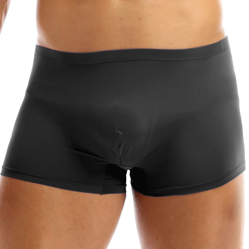 ACSUSS Men's Briefs Ice Silk Underwear Sports Seamless Breathable Boxer Briefs Black XXL