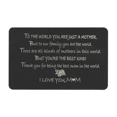 Family Love Mother Personalized Photo Text Engraved Metal Mini Wallet Insert Message Note Card