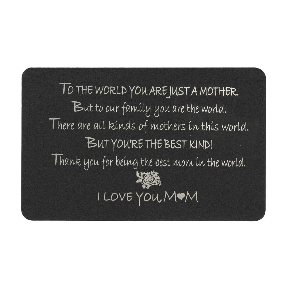 Family Love Mother Personalized Photo Text Engraved Metal Mini Wallet Insert Message Note Card