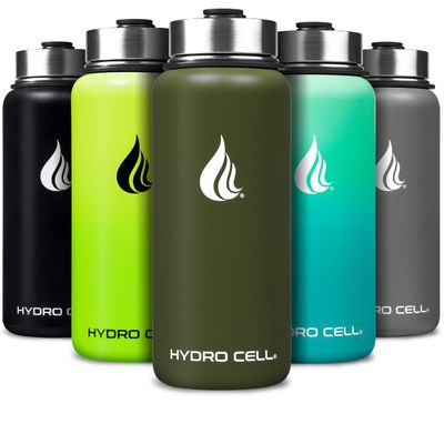 HYDRO CELL Stainless Steel Insulated Water Bottle with Straw - For Cold & Hot Drinks - Metal Vacuum Flask with Screw Cap and Modern Leakproof Sport Thermos for Adults (Army 32oz)