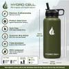 HYDRO CELL Stainless Steel Insulated Water Bottle with Straw - For Cold & Hot Drinks - Metal Vacuum Flask with Screw Cap and Modern Leakproof Sport Thermos for Adults (Army 32oz) view 4