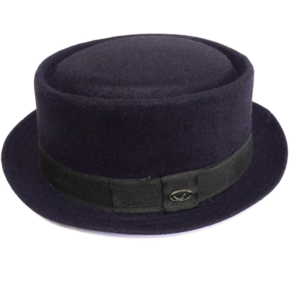 Porkpie Fedora Men's Vintage Style Wool Blend (L/XL, F1678NAVY)