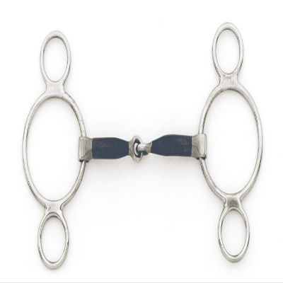 ERS Centaur Blue Steel Jointed 2-Ring Gag Blue 5.5