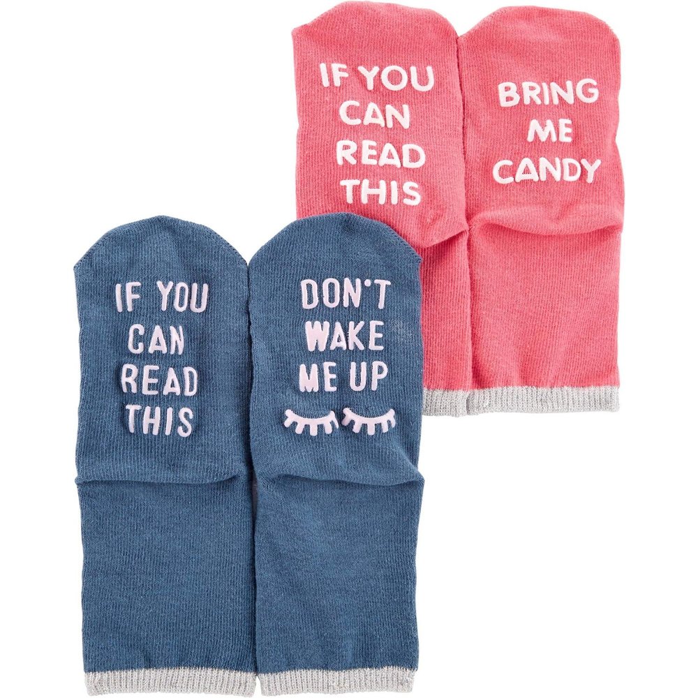 Carter's Baby Girls' 2-Pack Slogan Socks, 3-12 Months