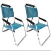 2 Pack of Neso Lightweight Water Resistant Beach Chairs with Shoulder Strap and Slip Pocket - Folds Thin (Aqua Fronds) view 1