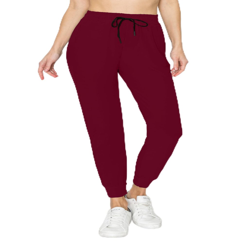 ALWAYS Super Soft, Stretchy Drawstring Women's Joggers with Pockets - Tapered Cuff Casual Joggers for Women, Ideal for Daily Wear Burgundy US M (Tag L/XL)