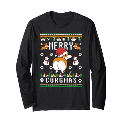 Funny Corgi Dog Lover Merry Corgmas Ugly Christmas Long Sleeve T-Shirt