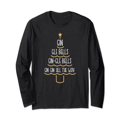 Gin-gle Bells Christmas tree long-sleeve gin tshirt