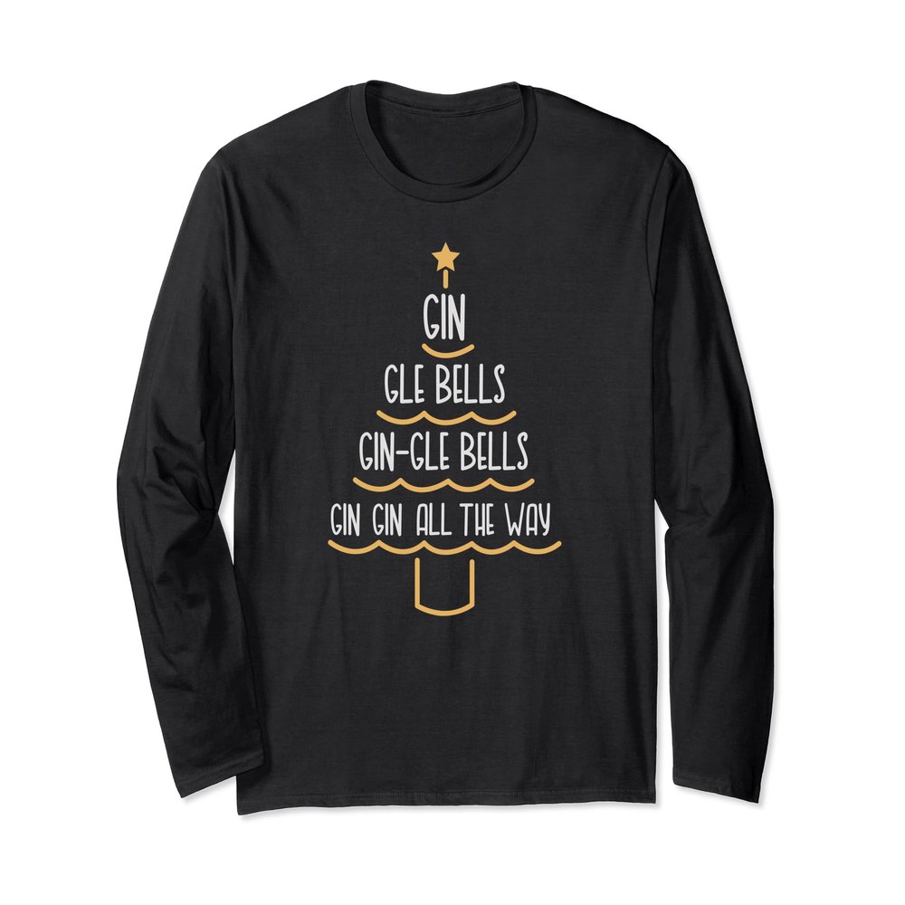 Gin-gle Bells Christmas tree long-sleeve gin tshirt