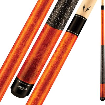 Valhalla VA119 by Viking 2 Piece Pool Cue Stick Autumn Orange Stain Irish Linen Wrap 16-21 oz. Plus Blue Master Chalk (Autumn Orange, 20)