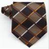 Geotae Zerun New Classic Men's Plaids Checks Silk Tie Necktie (Brown/Black) view 3