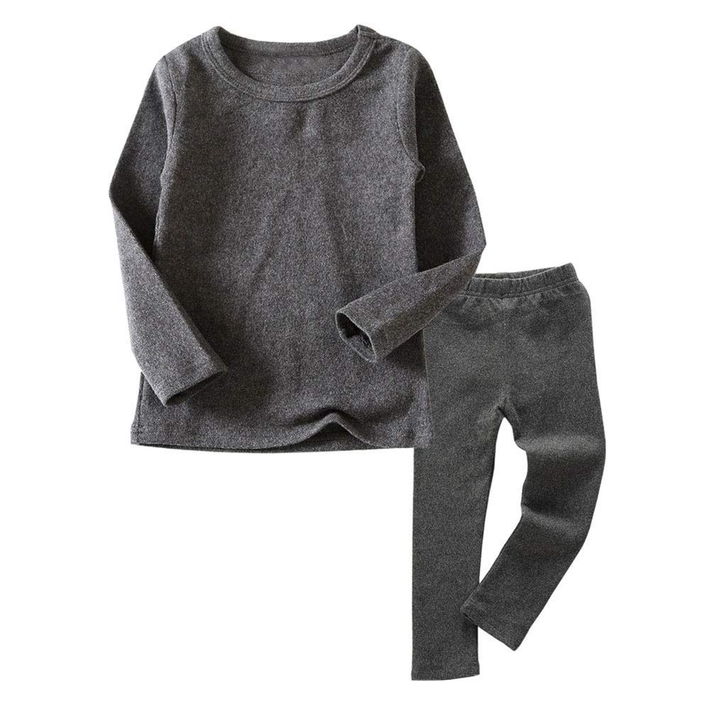 JWWN Toddler Boys Girls Long Johns Thermal Underwear Set 2PC Crewneck Tops and Bottom Kids Pajamas Warm Jammies,(Gray,4T)