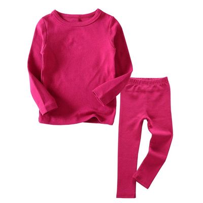 JWWN Little Girls Long Johns Thermal Underwear Set 2PC Crewneck Tops and Bottom Kids Pajamas Warm Jammies,(Rose-Red,7T)
