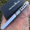 Higonokami Pocket Folding Knife, Solid Tc4 Titanium Handle, Japanese Style Top Flipper, D2 Steel Tanto Blade, Includes Sheath (Kyoko Platinum) view 1