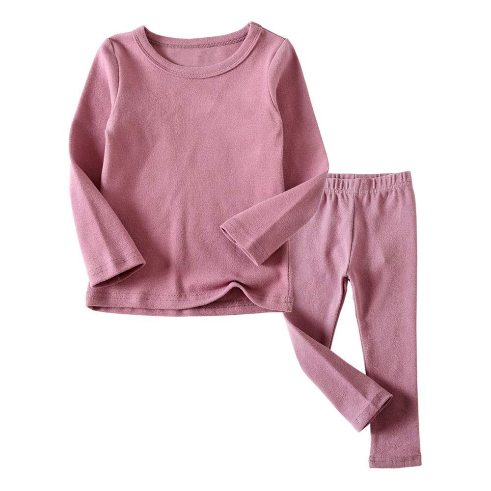 JWWN Toddler Girls Long Johns Thermal Underwear Set 2PC Crewneck Tops and Bottom Little Kids Pajamas Warm Jammies,(Purple,24Months)