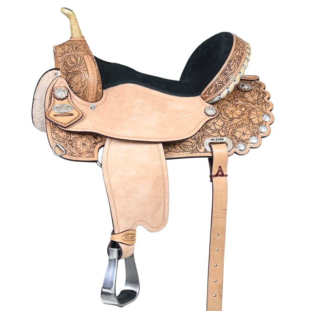 HILASON Flex Tree Western Horse Saddle American Leather Trail Barrel | for Horses