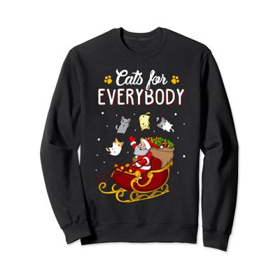 Cats For Everybody Christmas Cat Lover Sweatshirt