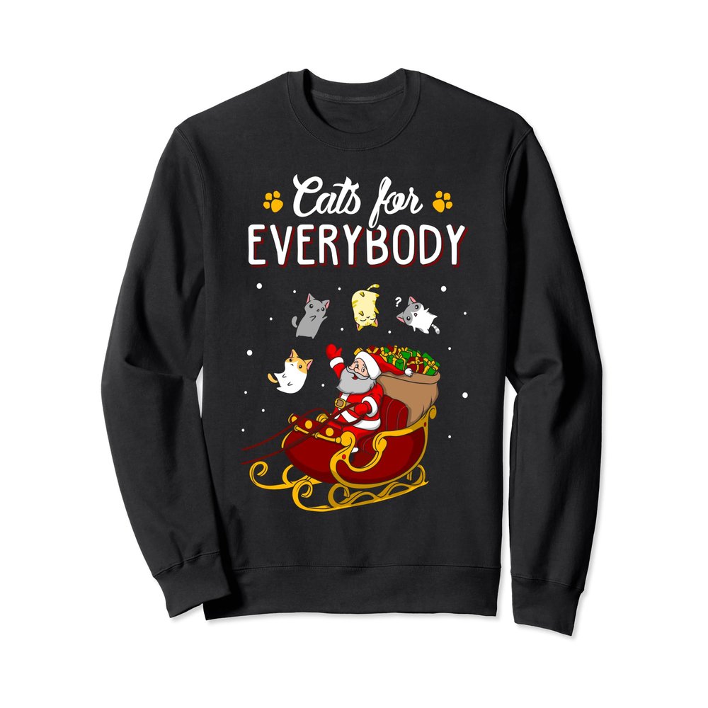 Cats For Everybody Christmas Cat Lover Sweatshirt