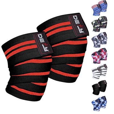 DEFY Knee Wraps for Weightlifting - Provides Knee Support for Powerlifting, Squats & Fitness Workouts - Ideal Knee Wrap for Men and Women (1 PAIR) (Red)
