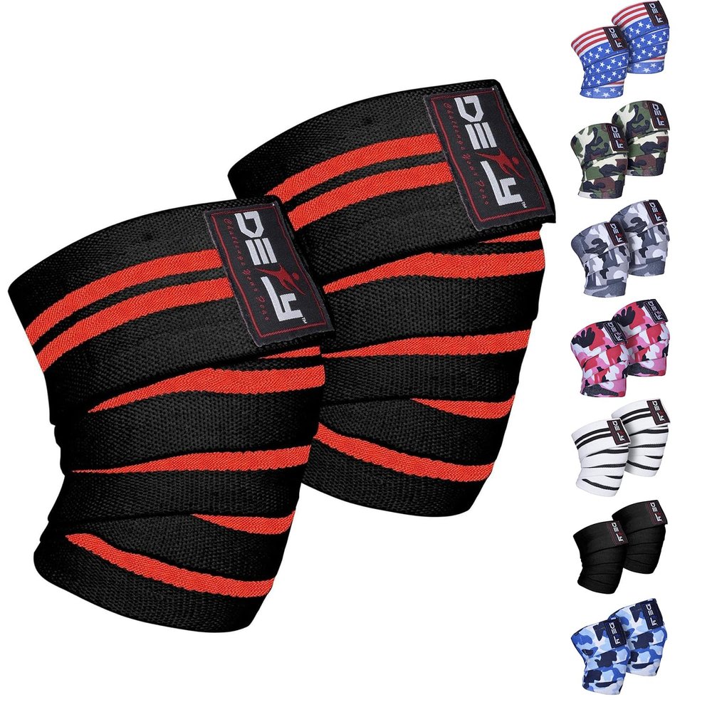 DEFY Knee Wraps for Weightlifting - Provides Knee Support for Powerlifting, Squats & Fitness Workouts - Ideal Knee Wrap for Men and Women (1 PAIR) (Red)