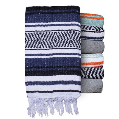 $averPak BodyForge Authentic Mexican Falsa Yoga Blanket (Blue/Black/White)