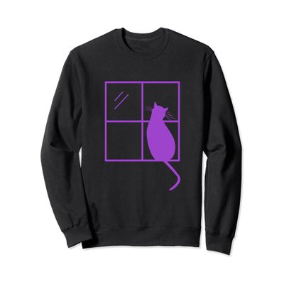Cat Lover Sweatshirt Kitty at the Window