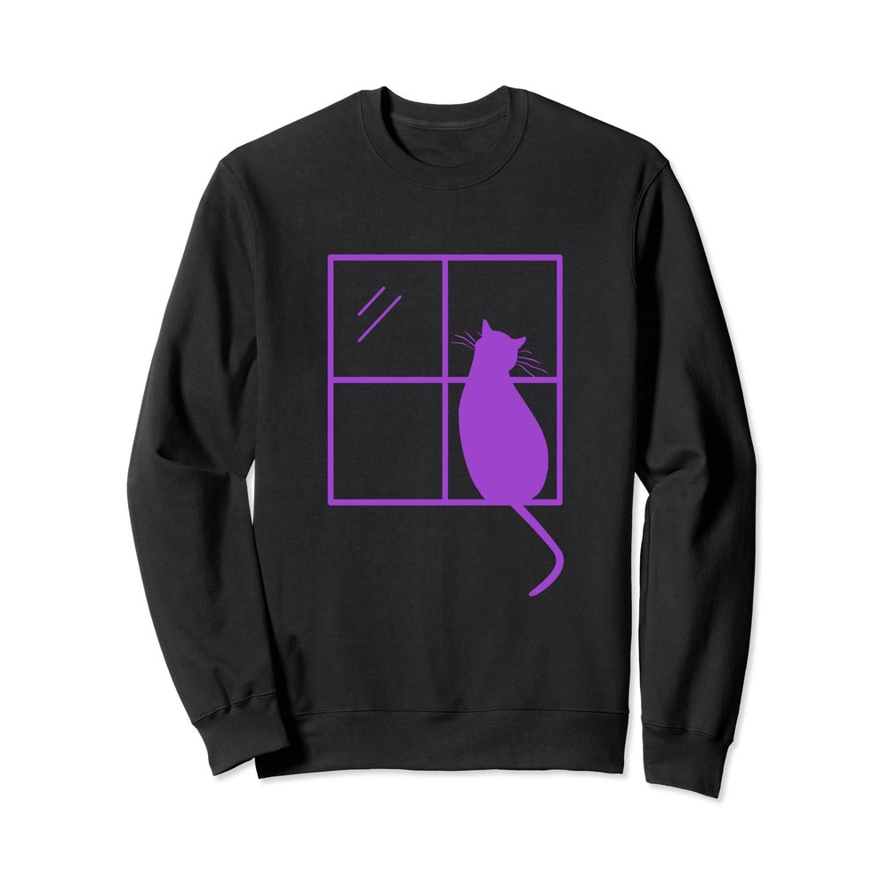 Cat Lover Sweatshirt Kitty at the Window