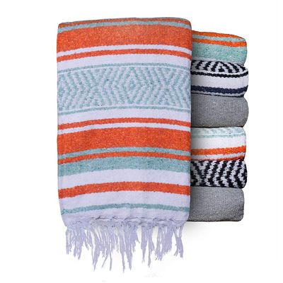 $averPak BodyForge Authentic Mexican Falsa Yoga Blanket (Orange/Teal/White)