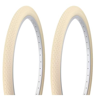 Lowrider Tire Set. 2 Tires. Two Tires Duro 24" x 2.125" Cream/Cream Side Wall HF-120A.