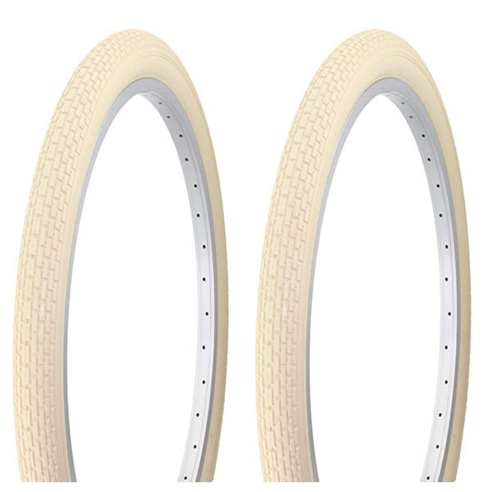 Lowrider Tire Set. 2 Tires. Two Tires Duro 24" x 2.125" Cream/Cream Side Wall HF-120A.