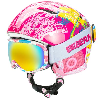 BeBeFun Toddler and Kids Ski Helmet Snowboarding Helmet with Goggles for Snow Activity Ultra Lightweight Comfort and Warmth Small Size ASTM & CE Certified Suggest 2-6years