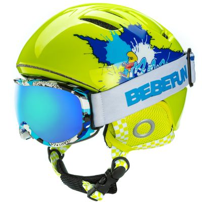 BeBeFun Toddler and Kids Ski Helmet Snowboarding Helmet with Goggles for Snow Activity Ultra Lightweight Comfort and Warmth Small Size ASTM & CE Certified Suggest 2-6years