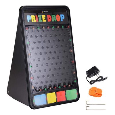 ZeHuoGe 40" Prize Board Disk Drop Board Game with Foldable Stand Customizable 4 Slots with 12 Pucks for Carnival Party Trade Show Holiday Activities